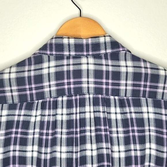 H&M DIVIDED Plaid Gray Pink Long Sleeve Button Up Shirt size 4 Pintuck Collared - Picture 10 of 16